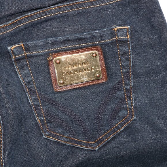 Armani Exchange Jewel Button Denim Blue Cuff Jeans - Picture 7 of 8